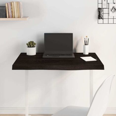 Dessus de table-Plateau de Table de Remplacement marron foncé bois chêne massif traité 330752 (1/5)