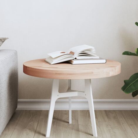 Dessus de table-Plateau de Table de Remplacement Ø50x4 cm rond bois massif de hêtre 606520 (1/5)