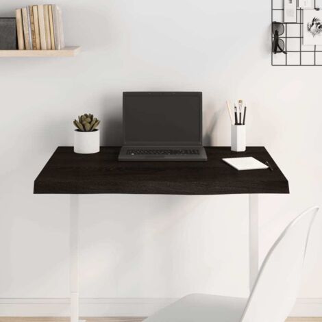 Dessus de table-Plateau de Table de Remplacement marron foncé bois chêne massif traité 137122 (1/5)