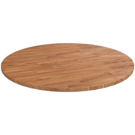 Dessus de table-Plateau de Table de Remplacement rond Marron clair Ø70x1,5 cm Bois chêne traité 542865 (1/4)