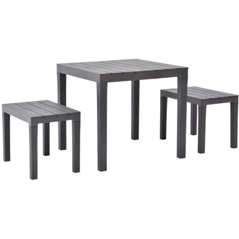 Table de jardin avec 2 bancs-Table à Manger-Table d'extérieur Plastique Marron 465439 (1/5)