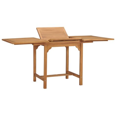 Table extensible de jardin-Table d'extérieur (110-160)x80x75 cm Teck solide 176902 (1/5)