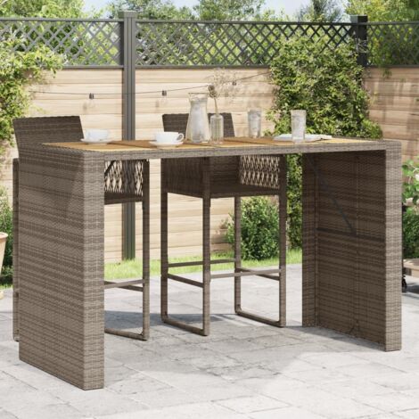 Table de bar de jardin-Table à Manger-Table d'extérieur et dessus en bois acacia résine tressée 543994 (1/5)