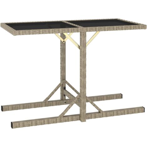 Table de jardin-Table à Manger-Table d'extérieur Beige 110x53x72 cm Verre et résine tressée 670759 (1/5)