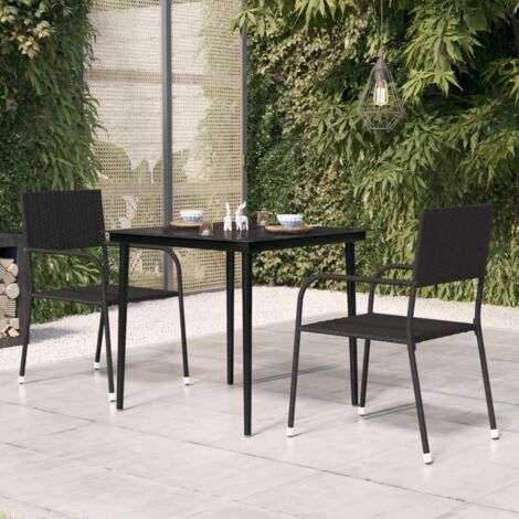 Table à dîner de jardin-Table à Manger-Table d'extérieur Noir 80x80x74 cm Acier et verre 846761 (1/5)