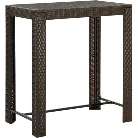 Table de bar de jardin-Table à Manger-Table d'extérieur Marron 100x60,5x110,5 cm Résine tressée 128916 (1/5)