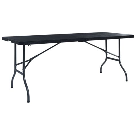 Table pliable de jardin-Table à Manger-Table d'extérieur Noir 180x75x72 cm PEHD Imitation rotin 803487 (1/5)