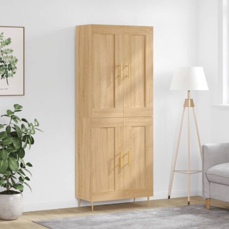Buffet haut-Armoire de rangement Chêne sonoma 69,5x34x180 cm Bois d'ingénierie 586498 (1/5)