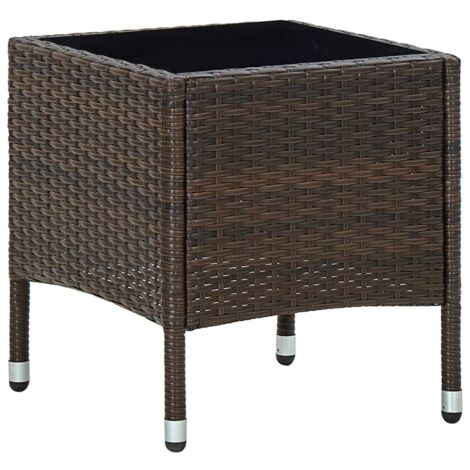 Table de jardin-Table à Manger-Table d'extérieur Marron 40x40x45 cm Résine tressée 746136 (1/5)