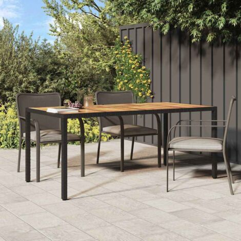 Table de jardin-Table à Manger-Table d'extérieur 190x90x75 cm Résine tressée et bois acacia Noir 602179 (1/5)