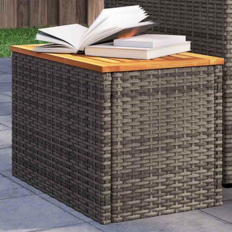 Tables d'appoint de jardin 2 pcs-Table d'extérieur gris rotin bois massif 359488 (1/5)