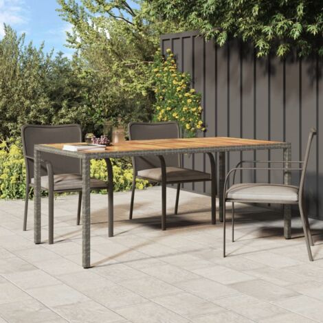 Table de jardin-Table à Manger-Table d'extérieur 190x90x75 cm Résine tressée/bois d'acacia Gris 950247 (1/5)