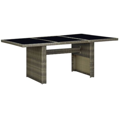 Table de jardin-Table à Manger-Table d'extérieur Marron Résine tressée et verre trempé 729301 (1/5)