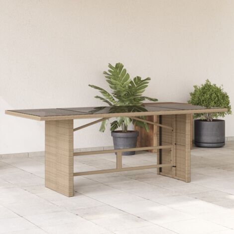 Table de jardin dessus-Table à Manger-Table d'extérieur en verre beige 190x80x74 cm 165036 (1/5)