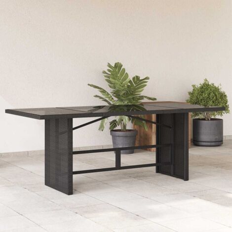 Table de jardin dessus-Table à Manger-Table d'extérieur en verre noir 190x80x74cm résine tressée 242902 (1/5)