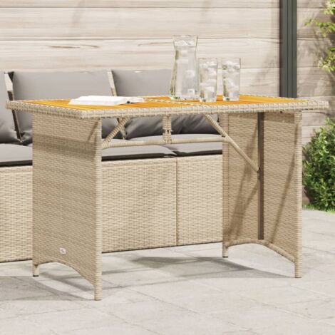 Table de jardin avec dessus-Table à Manger-Table d'extérieur en bois noir 110x68x70 cm rotin 494234 (1/5)
