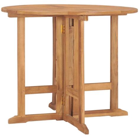 Table à dîner pliable de jardin-Table à Manger-Table d'extérieur Ø90x75 cm Bois de teck solide 995043 (1/5)