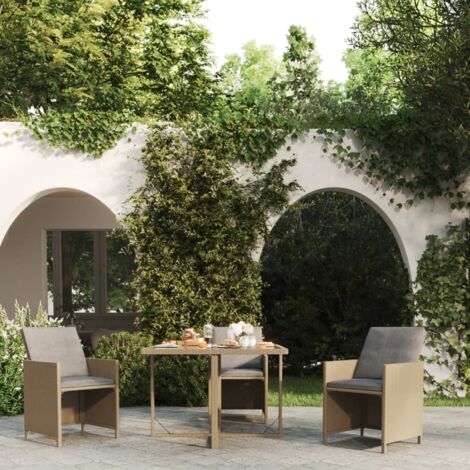 Table de jardin-Table à Manger-Table d'extérieur Beige 109x107x74 cm Résine tressée et verre 237996 (1/5)