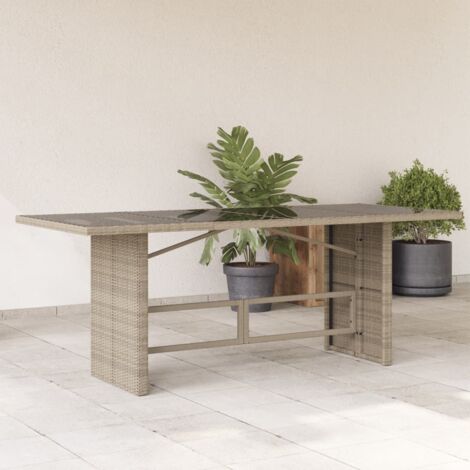 Table de jardin dessus-Table à Manger-Table d'extérieur en verre gris clair 190x80x74 cm 488224 (1/5)