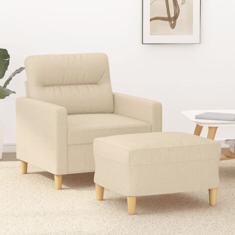 Fauteuil avec repose-pied-Chaise de relaxation-Fauteuil Relax Crème 60 cm Tissu 475037 (1/5)