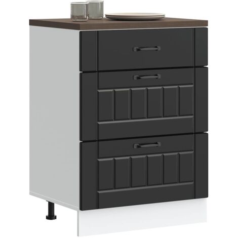 Armoire de cuisine-Meuble de cuisine-Armoire de rangement Lucca noir bois d'ingénierie 509983 (1/5)