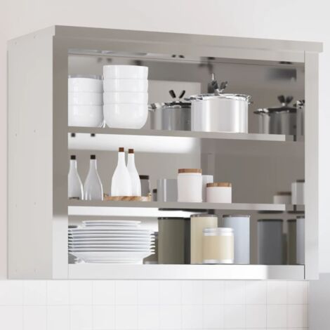 Armoire murale de cuisine avec étagères-Meuble de cuisine-Armoire de rangement acier inoxydable 440519 (1/5)