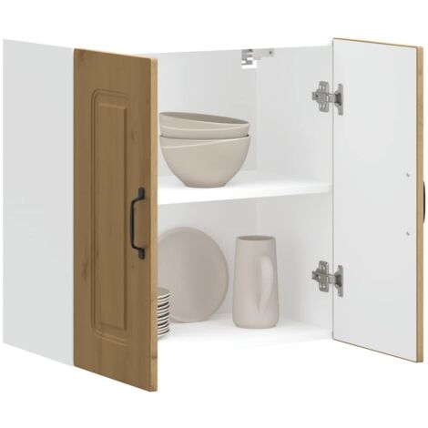 Armoire Murale Vintage En Pin Palazzo INT - Vitrine Cuisine Ou Salle De Bain - Marron