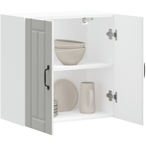 Armoire murale de cuisine Lucca-Meuble de cuisine murale-Meuble suspendu de rangement blanc bois d'ingénierie 556173 (1/5)