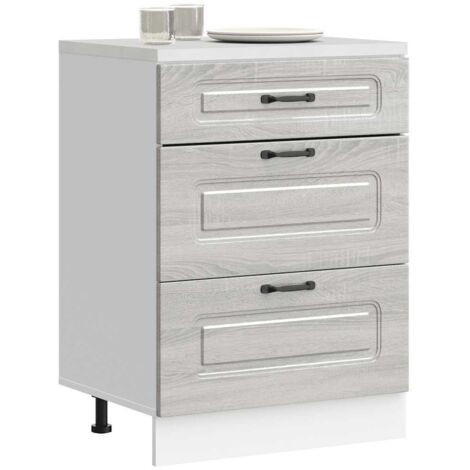 Armoire de cuisine-Meuble de cuisine-Armoire de rangement Kalmar sonoma gris bois d'ingénierie 778052 (1/5)