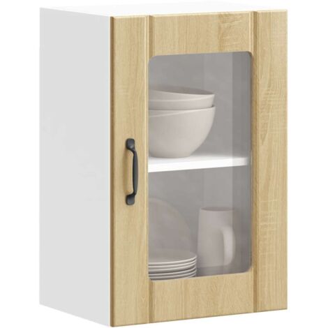 Armoire murale de cuisine et porte en verre Lucca-Meuble suspendu de rangement chêne sonoma 772078 (1/5)
