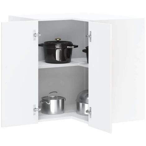 Armoire murale d'angle de cuisine-Meuble de cuisine-Armoire de rangement Kalmar blanc brillant 876844 (1/5)