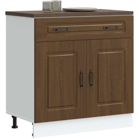 Armoire de cuisine-Meuble de cuisine-Armoire de rangement Kalmar chêne marron bois d'ingénierie 437828 (1/5)