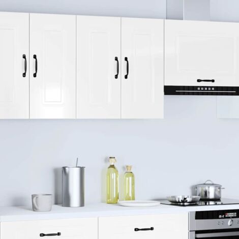 Armoire murale de cuisine Kalmar-Meuble de cuisine murale-Meuble suspendu de rangement blanc brillant bois ingénierie 914656 (1/5)