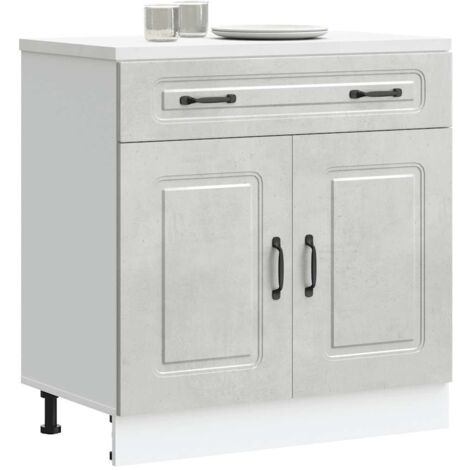 Armoire de cuisine-Meuble de cuisine-Armoire de rangement Kalmar gris béton bois d'ingénierie 588305 (1/5)