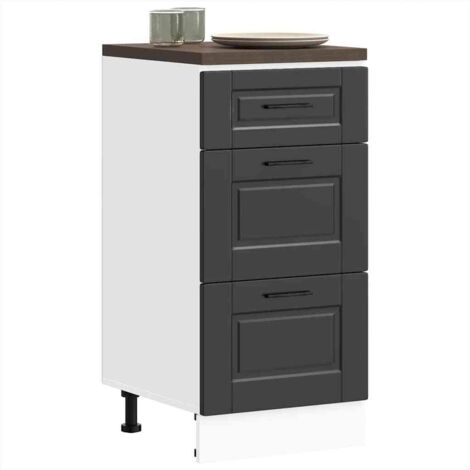 Armoire de cuisine-Meuble de cuisine-Armoire de rangement Porto noir bois d'ingénierie 693560 (1/5)