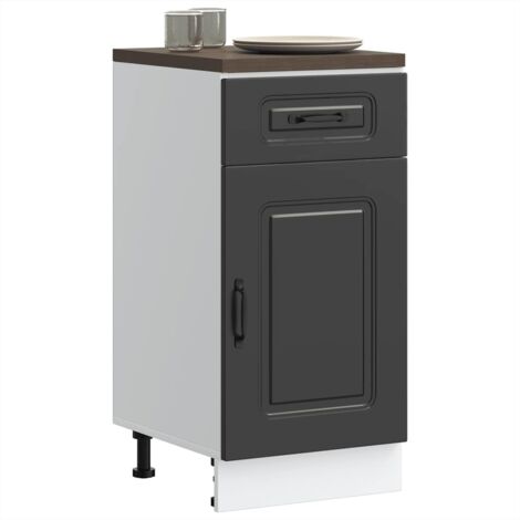 Armoire de cuisine-Meuble de cuisine-Armoire de rangement Kalmar noir bois d'ingénierie 449261 (1/5)