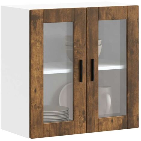Armoire murale de cuisine avec porte en verre-Armoire suspendue de rangement Porto chêne fumé 889287 (1/5)