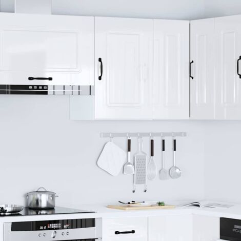 Armoire murale de cuisine Kalmar-Meuble de cuisine murale-Meuble suspendu de rangement blanc brillant bois ingénierie 822855 (1/5)