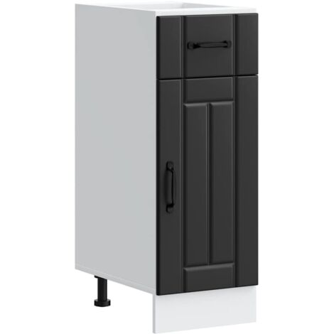 Armoire de cuisine-Meuble de cuisine-Armoire de rangement Lucca noir bois d'ingénierie 690862 (1/5)
