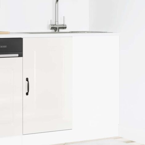 Armoire de cuisine-Meuble de cuisine-Armoire de rangement Kalmar blanc brillant bois ingénierie 448748 (1/5)