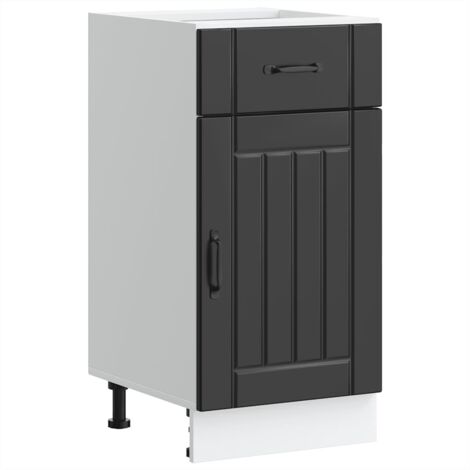 Armoire de cuisine-Meuble de cuisine-Armoire de rangement Lucca noir bois d'ingénierie 505948 (1/5)