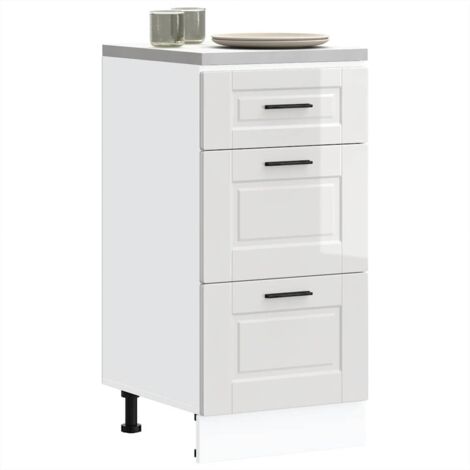Armoire de cuisine-Meuble de cuisine-Armoire de rangement Porto blanc brillant bois ingénierie 954341 (1/5)
