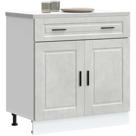 Armoire de cuisine-Meuble de cuisine-Armoire de rangement Porto gris béton bois d'ingénierie 113126 (1/5)