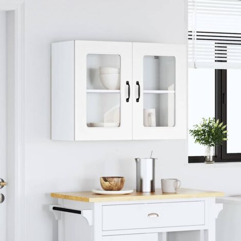 Armoire murale de cuisine avec porte en verre-Armoire suspendue de rangement Kalmar blanc 293675 (1/5)