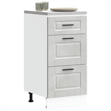 Armoire de cuisine-Meuble de cuisine-Armoire de rangement Porto gris béton bois d'ingénierie 270604