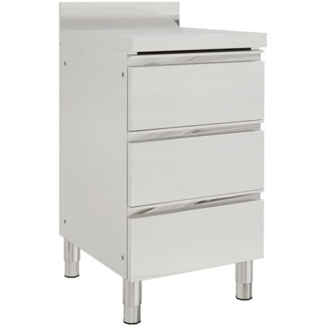 Armoire de cuisine-Meuble de cuisine-Armoire de rangement commerciale avec 3 tiroirs 50 x 60 x 96 cm 724305 (1/5)