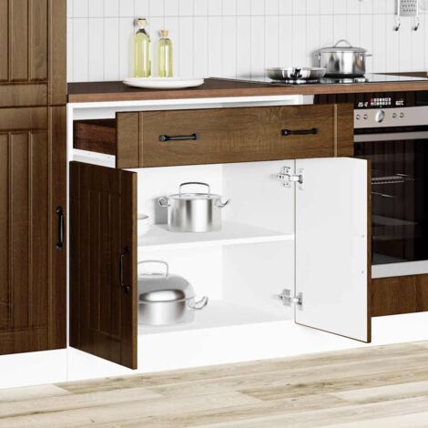 Armoire de cuisine-Meuble de cuisine-Armoire de rangement Lucca chêne marron bois ingénierie 437944 (1/5)