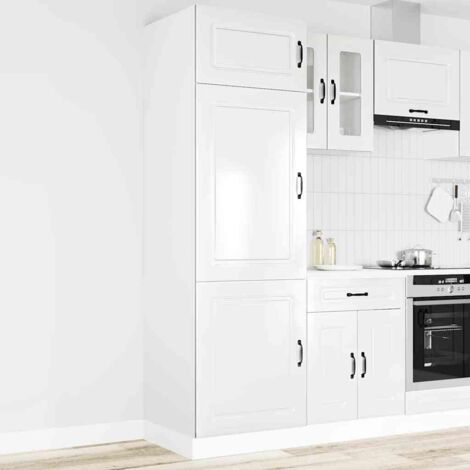 Armoire de cuisine-Meuble de cuisine-Armoire de rangement Kalmar blanc brillant bois d'ingénierie 826297 (1/5)