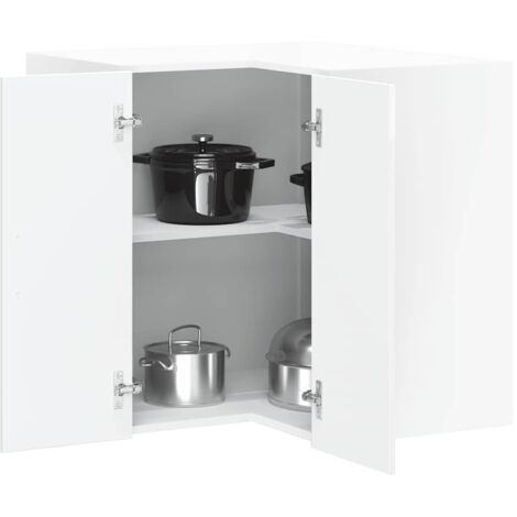 Armoire murale d'angle de cuisine-Meuble de cuisine-Armoire de rangement Porto blanc brillant 262720 (1/5)