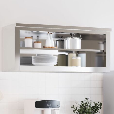 Armoire murale de cuisine avec étagère-Meuble de cuisine-Armoire de rangement acier inoxydable 822747 (1/5)